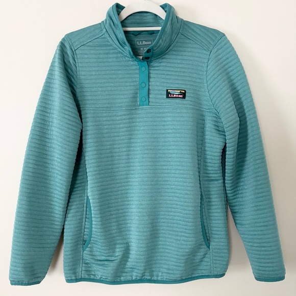 L.L. Bean Blue Airlight Knit Pullover Quarter Button Sweater - Picture 1 of 8